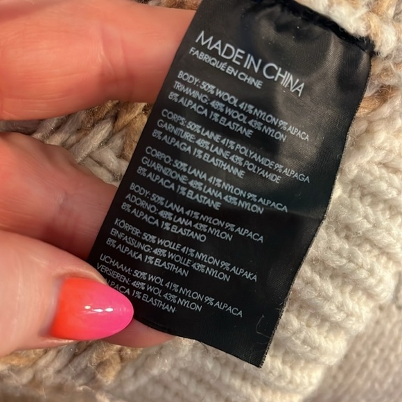 Club Monaco Tumblinah Fair Isle Sweater Crewneck Natural Size Small Chunky Knit - Picture 10 of 12